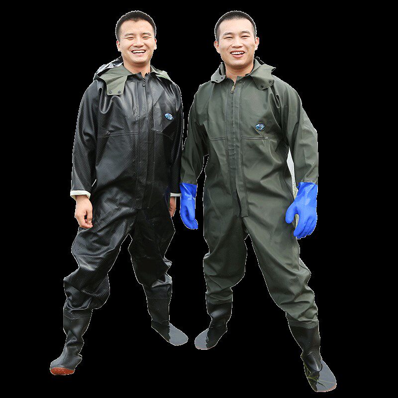 全身下水裤加厚捕鱼雨裤防水衣裤抓鱼连体雨衣下水服挖藕服水叉裤