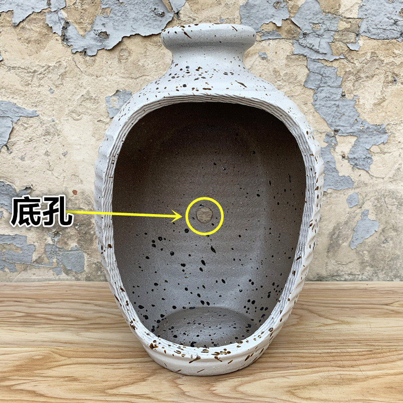 手工陶艺粗陶土陶罐子多肉植物绿植花盆大号创意盆景异形倒瓶无孔