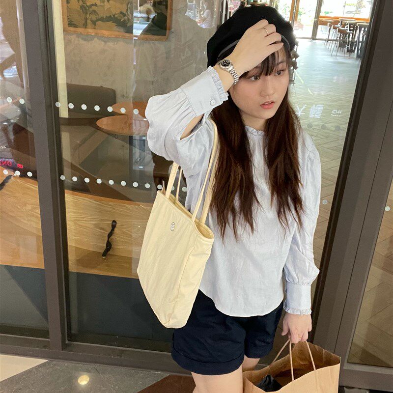 IAC自制 浓绀色/百利甜 通勤休闲上课包托特尼龙拉链单肩手提包袋