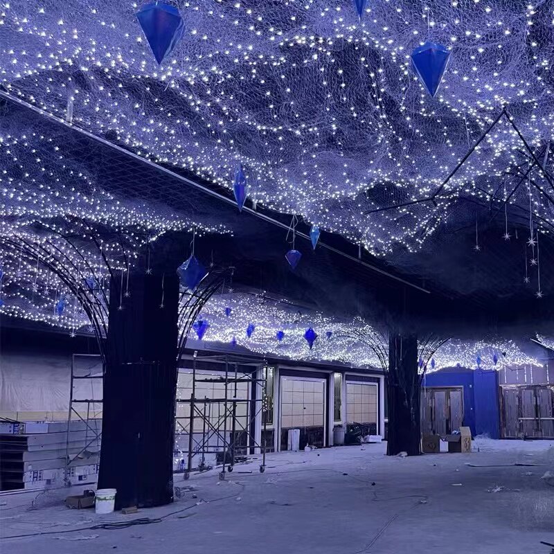 婚礼堂星空婚礼星星灯婚庆铁丝造型渔网灯装饰满天星空网发光吊灯