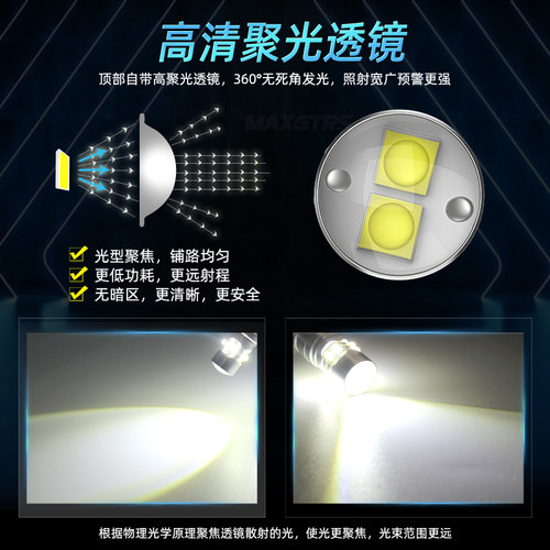 12V超亮LED汽车示宽灯T10改装通用小灯W5W透镜聚光行车灯泡日行灯