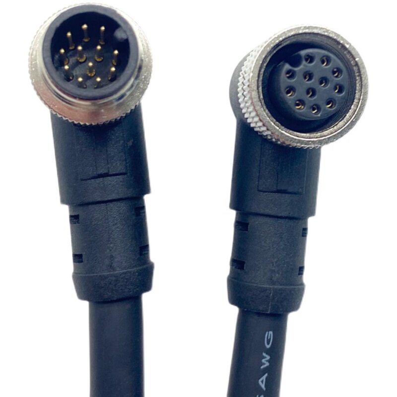M12双头连接器12芯插头线传感器带线防水信号线公母头2米电源线