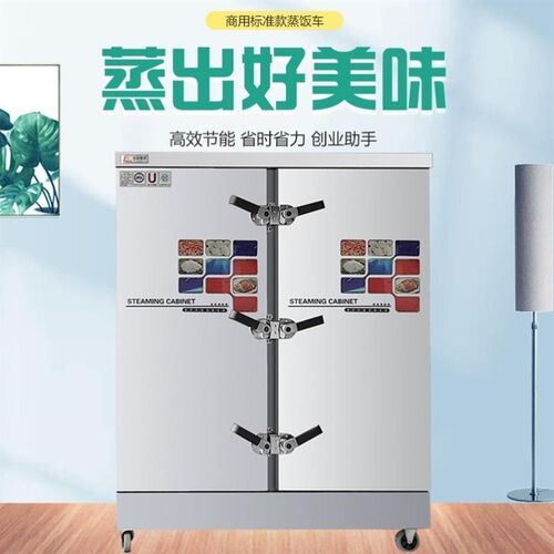 双门蒸饭柜蒸饭机商用蒸饭柜双门24盘燃气蒸箱大型食堂蒸饭车36盘