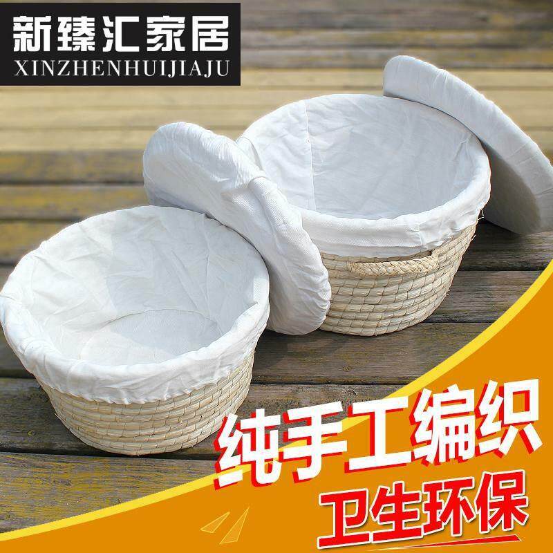 馒头筐藤编家用保温带盖水果鸡蛋篮编织筐厨房收纳筐墩子柳编馍筐