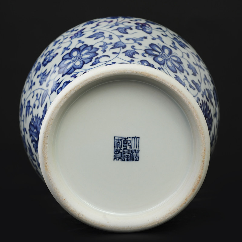 中号青花瓷器景德镇陶瓷花瓶客厅仿古将军罐盖罐瓷器中式花器摆件