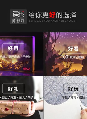 居也光影纸雕灯3diy材料包手工创意台灯床头古风国风剪纸灯纸刻灯