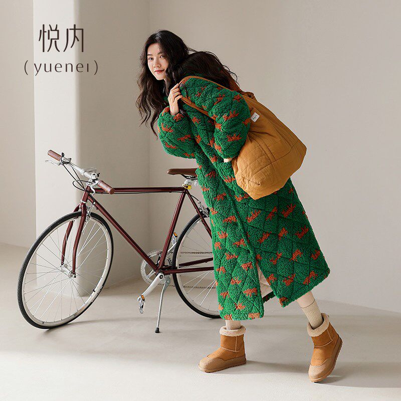 悦内睡袍睡裙女睡衣秋冬款冬季三层夹棉加绒加厚保暖珊瑚绒法兰绒