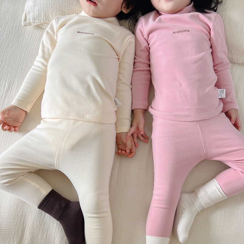 宝宝秋衣套装纯棉中领儿童内衣半高领打底衫秋冬男童女童保暖内搭