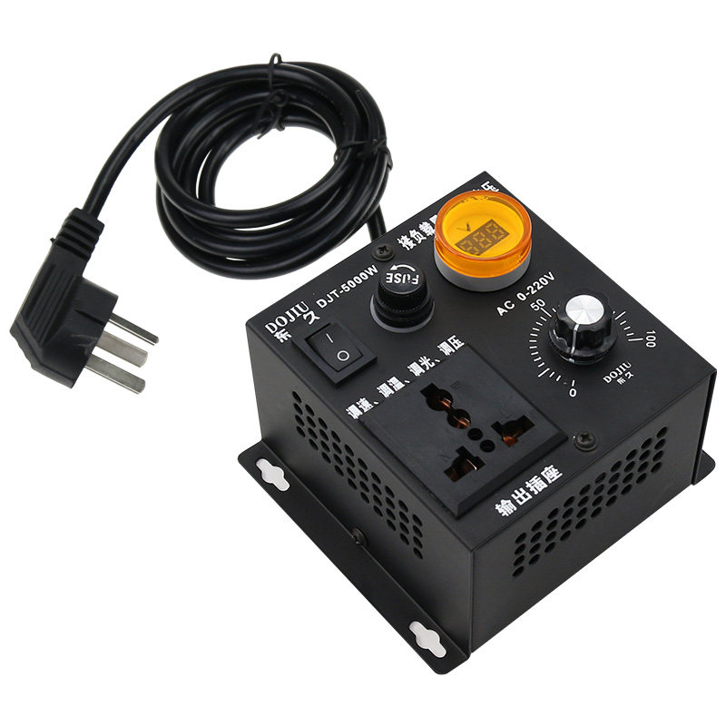 风扇风机调速开关交流电机调速器5KW调温调光带电压表单相220V