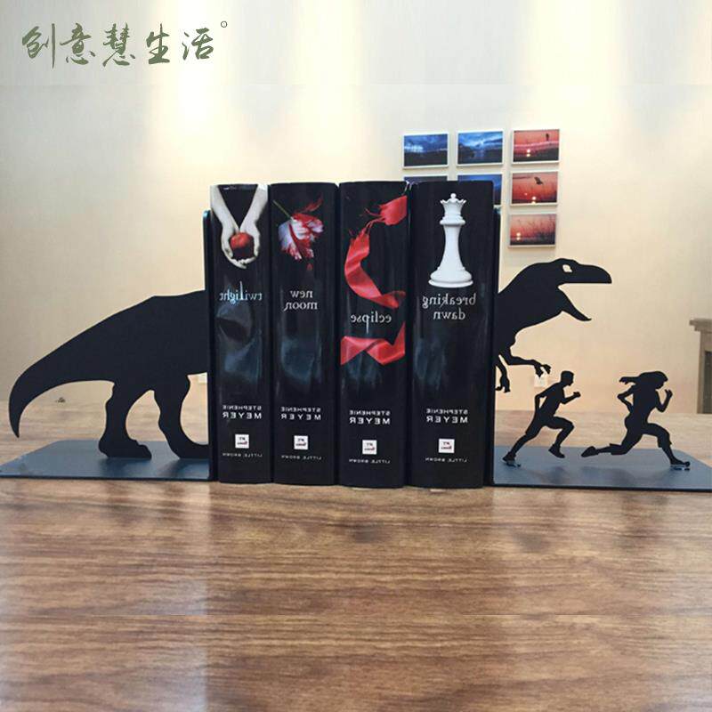 创意恐龙书立金属装饰桌面摆件北欧风书立北欧书立模型书挡板书靠