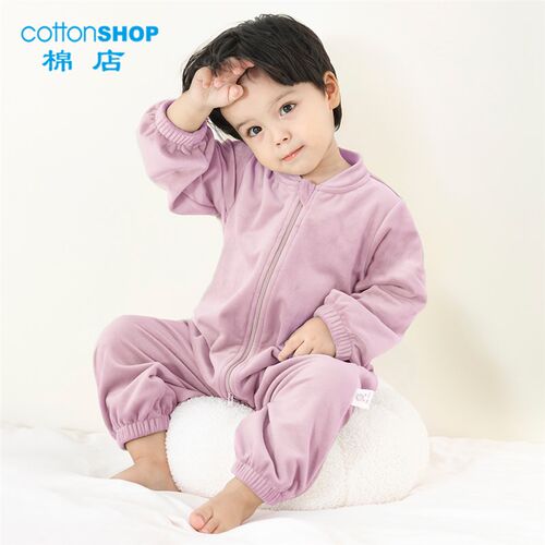 儿童法兰绒连体睡衣春秋冬宝宝保暖睡袋婴儿男女童珊瑚绒家居服冬