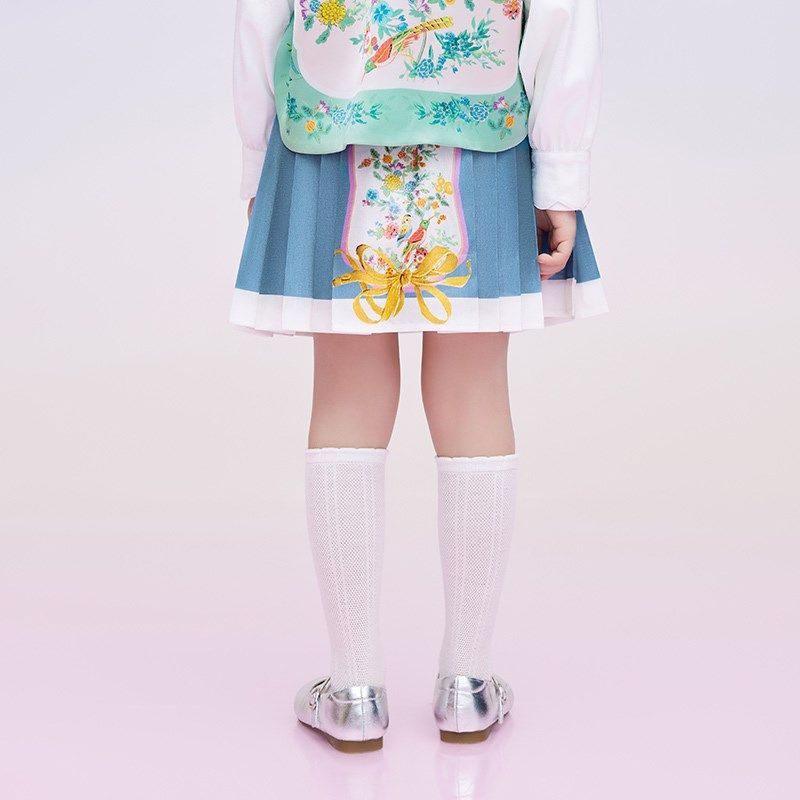 年衣童装女童短款马面裙半身裙夏2024新款古风儿童汉服新中式裙子