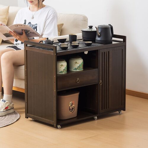 家用移动茶台非实木茶桌侧边茶水柜客厅沙发边几小户型茶几新中式