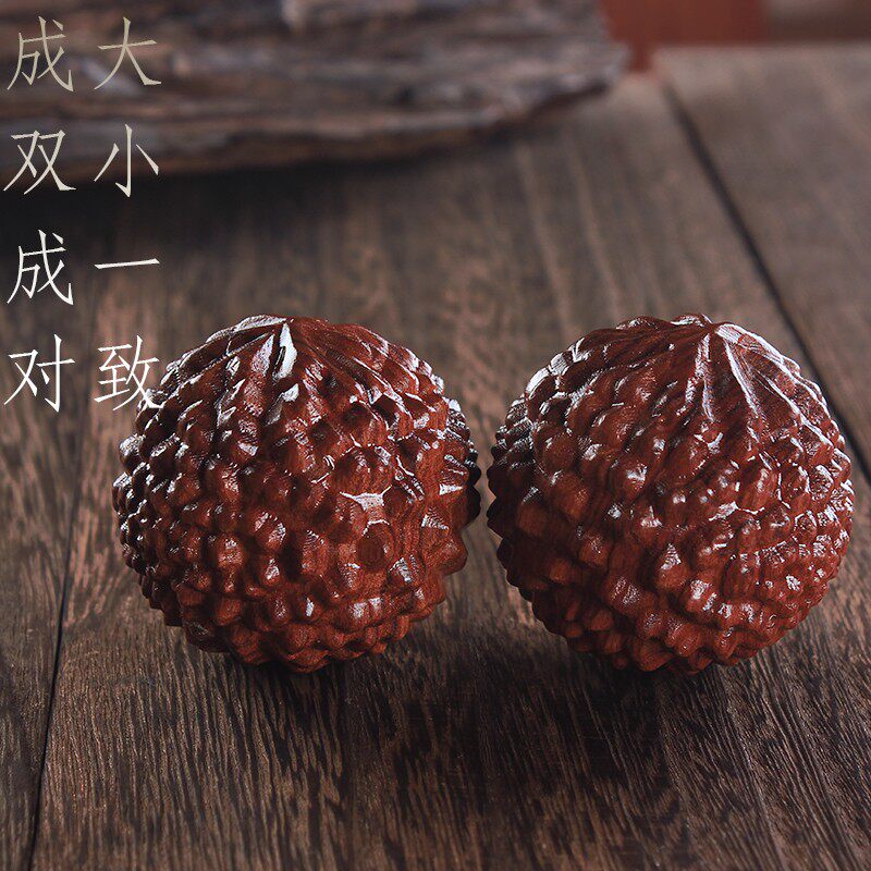 天然原木 黄花梨木雕手球木质按摩健身球沉水级保健球手把件手玩