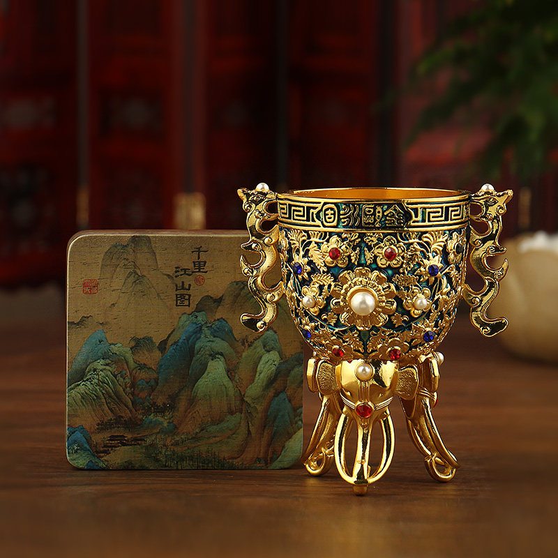 江山永固 金瓯永固杯酒具工艺品仿乾隆酒杯居家装饰品摆件礼品