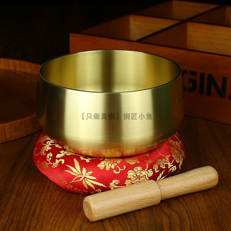 黄铜音钵铜磬纯铜铜钵碗助睡眠瑜伽修行冥想禅定静心满月颂钵音疗