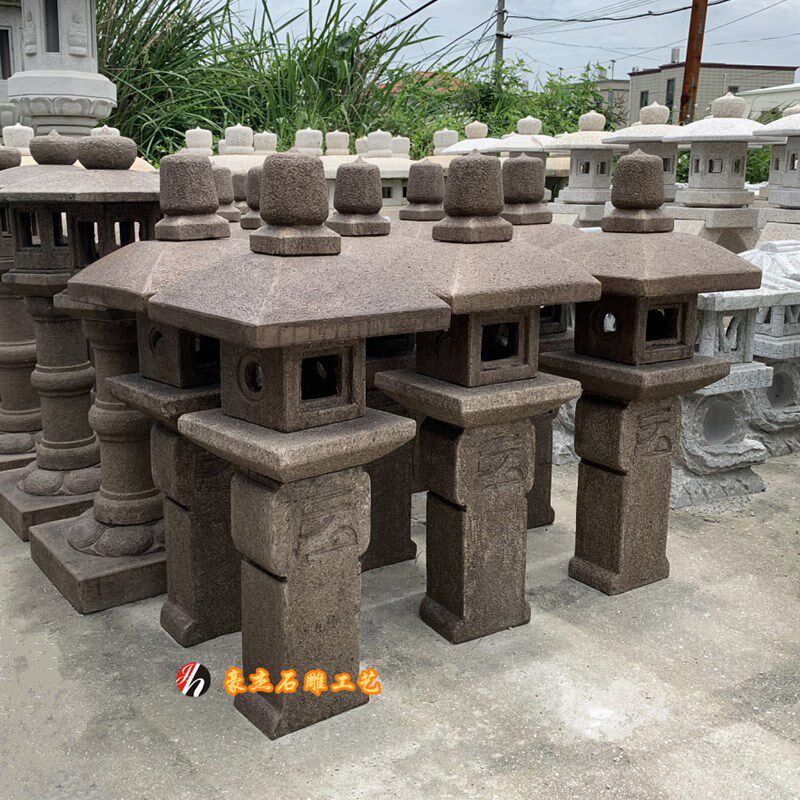 仿古石灯天然石灯户外石头灯园林景观灯日式庭院石灯笼草坪灯笼石