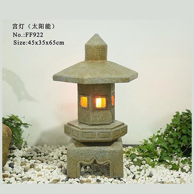 仿古宫灯石灯笼玻璃钢装饰落地别墅花园宫灯摆件中式软装配件造景