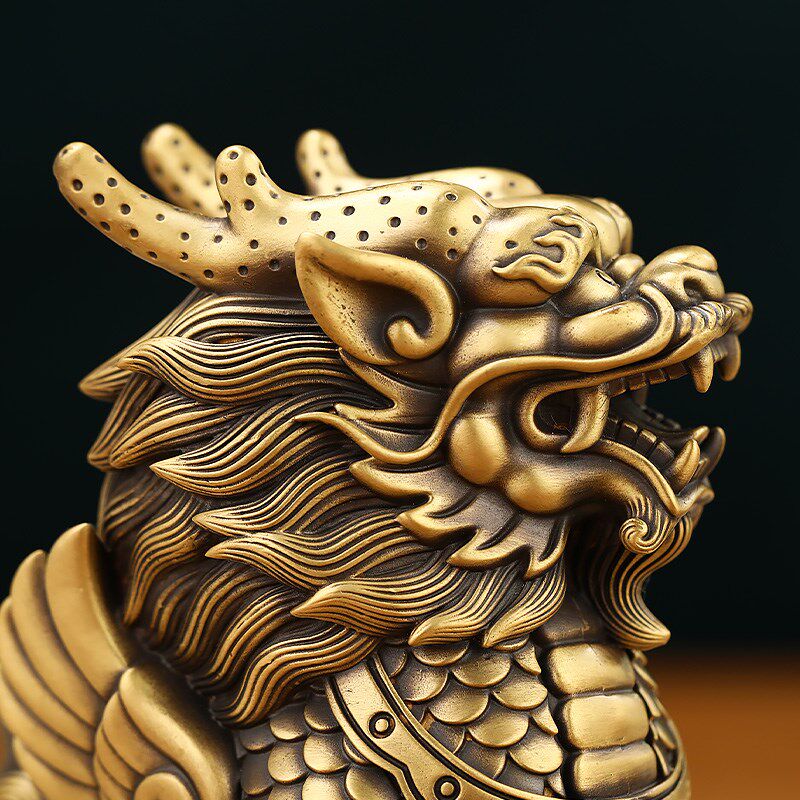铜麒麟摆件一对招财工艺品财富麒麟卧室客厅办公室装饰品开业礼物