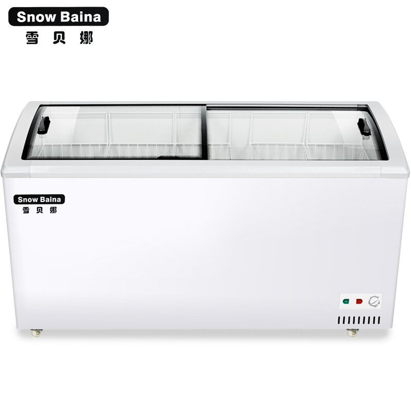 雪贝娜冰柜大容量商用展示柜弧形玻璃门雪糕柜卧式冷藏冷冻