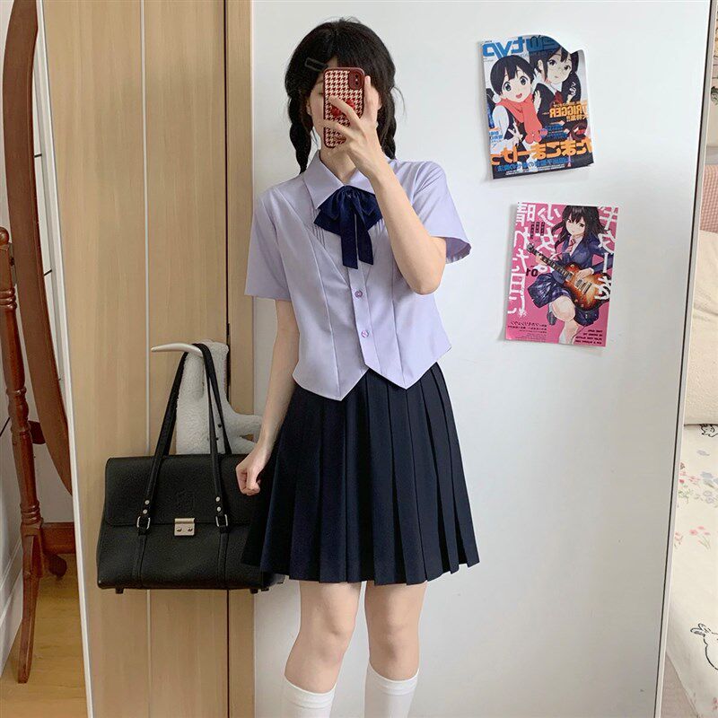 樱花家族jk衬衫大小姐【藤岛花信】学院风收腰制服班服短袖上衣女