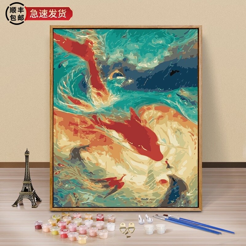 diy数字油画 手绘手工填色数码油彩画客厅动漫人物风景花卉装饰画