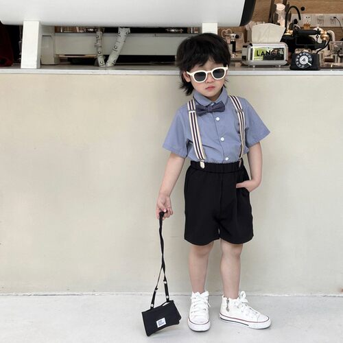 花童男童西装马甲套装夏季主持人礼服男孩生日六一儿童走秀演出服