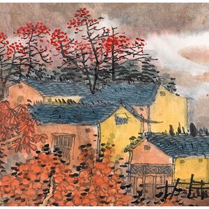 新品当代吴广浩荡神州好个秋中式山水画横幅客厅办公室装饰画挂画