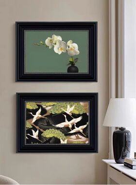 《蝴蝶兰》中古风客厅装饰画禅意花卉餐厅壁画轻法式复古卧室挂画