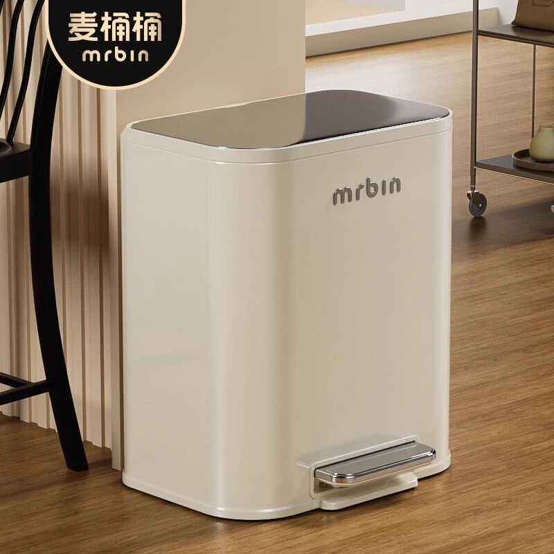 麦桶桶厨房垃圾桶家用高颜值客厅2024新款脚踏式不锈钢脚踩带盖