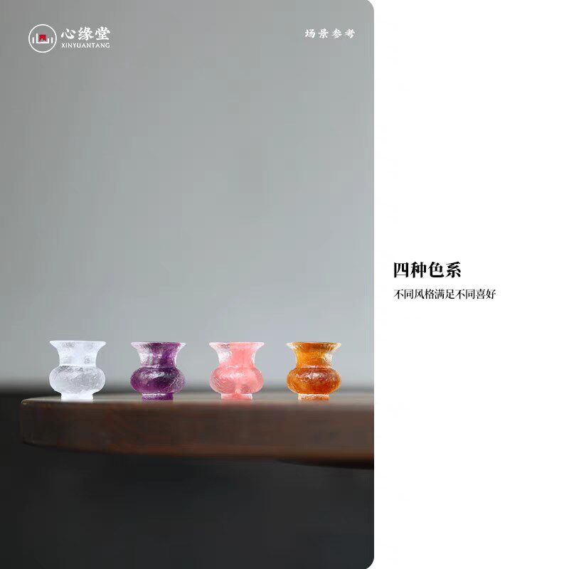 小白茶具//心缘堂琉璃盖置《青雅》紫砂壶盖托茶器配件茶桌摆件