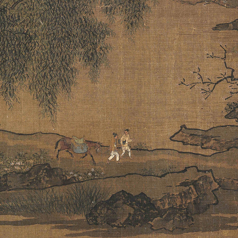 南宋刘松年四景山水图高清微喷宋元山水画复制传统山水临摹画稿