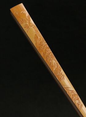 安吉王伟老玉竹扇骨东阳名家向平本工浅浮雕加留青山水雕刻竹扇子