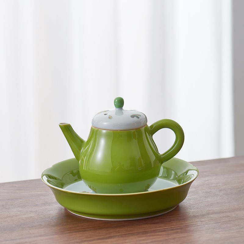手绘樱花壶承干泡台茶壶垫盖碗底座陶瓷小托盘茶盘养壶垫茶道配件