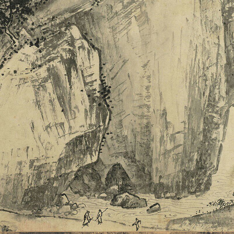 南宋 夏圭 溪山清远图高清打印复制宋元明清仿古画山水临摹画稿