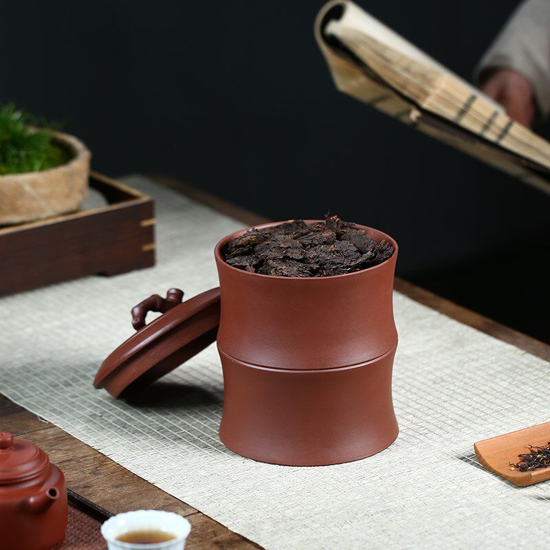 宜兴原矿紫泥紫砂茶叶罐存茶罐普洱散茶家用密封罐防潮醒茶罐子