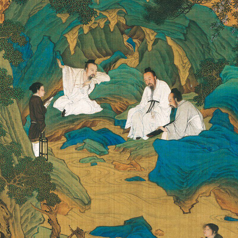 仿古画复制仇英桃源仙境图山水画名人字画已装裱装饰画挂轴包邮