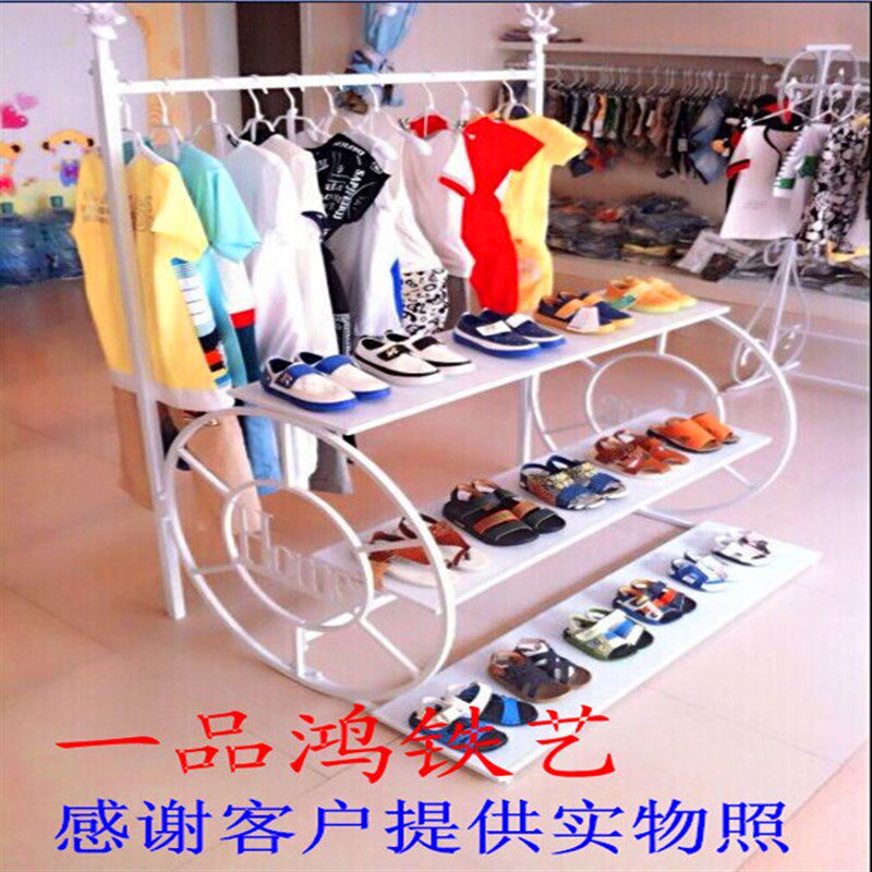 铁艺服装展示架服装店货架橱窗落地服装衣架鞋包架车型展示架包邮