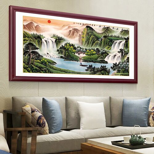 新中式客厅装饰画沙发挂画国画山水画招财办公室字画书房风景壁画