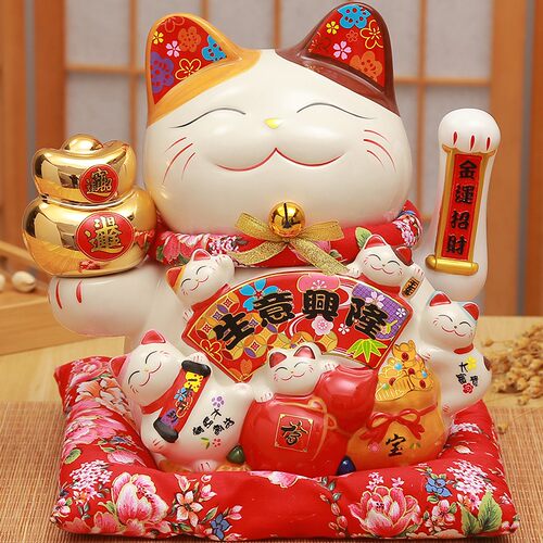 招财猫摆件自动摇手店铺开业送礼物收银前台家居客厅发财猫特大号