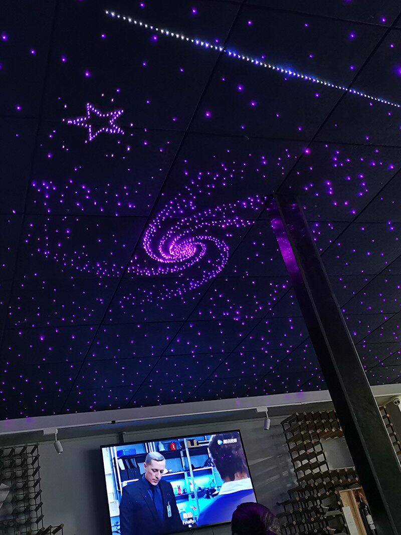 星空顶天花板施工卧室变色光纤灯满天星房间吊顶客厅酒吧家庭影院