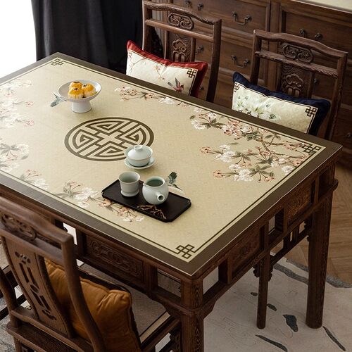 新中式桌布皮革餐桌垫防水防油防烫免洗中国风茶几垫子实木桌面垫