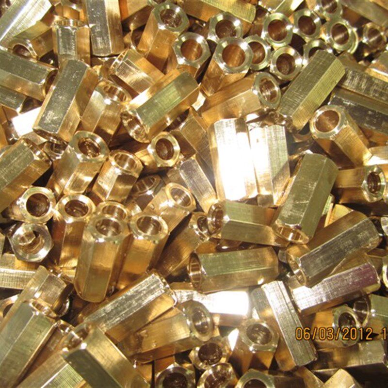 【专业定做】六角10mm黄铜套 黄铜螺母 M6通牙30mm 六角铜螺母