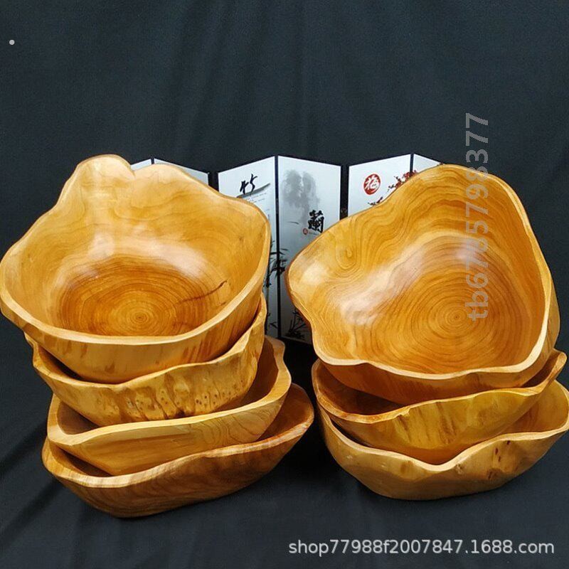 实木果篮围炉煮茶创意木质树根手提篮大号不规则烧烤置物果篮餐具
