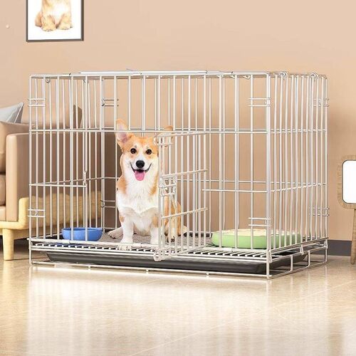 特粗狗笼加粗不锈铁丝带天窗泰迪狗笼子猫笼兔笼宠物折叠中小型犬