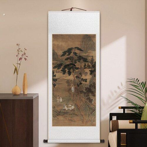 香山九老图卷轴挂画周臣山水人物国画装饰画玄关客厅书房茶室壁画
