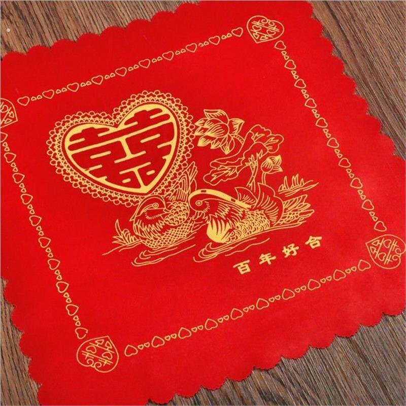 红色手绢小方巾结婚喜帕婚庆丝绸布手帕新娘婚礼对角35*35