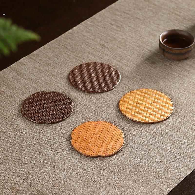 竹餐垫功夫垫茶具 茶道配件隔竹杯 杯垫藤编茶杯编托壶垫壶承热茶