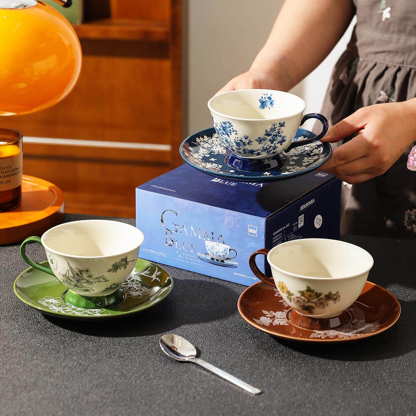 舍里法式复古咖啡杯碟高级感下午茶杯子家用精致陶瓷马克杯伴手礼