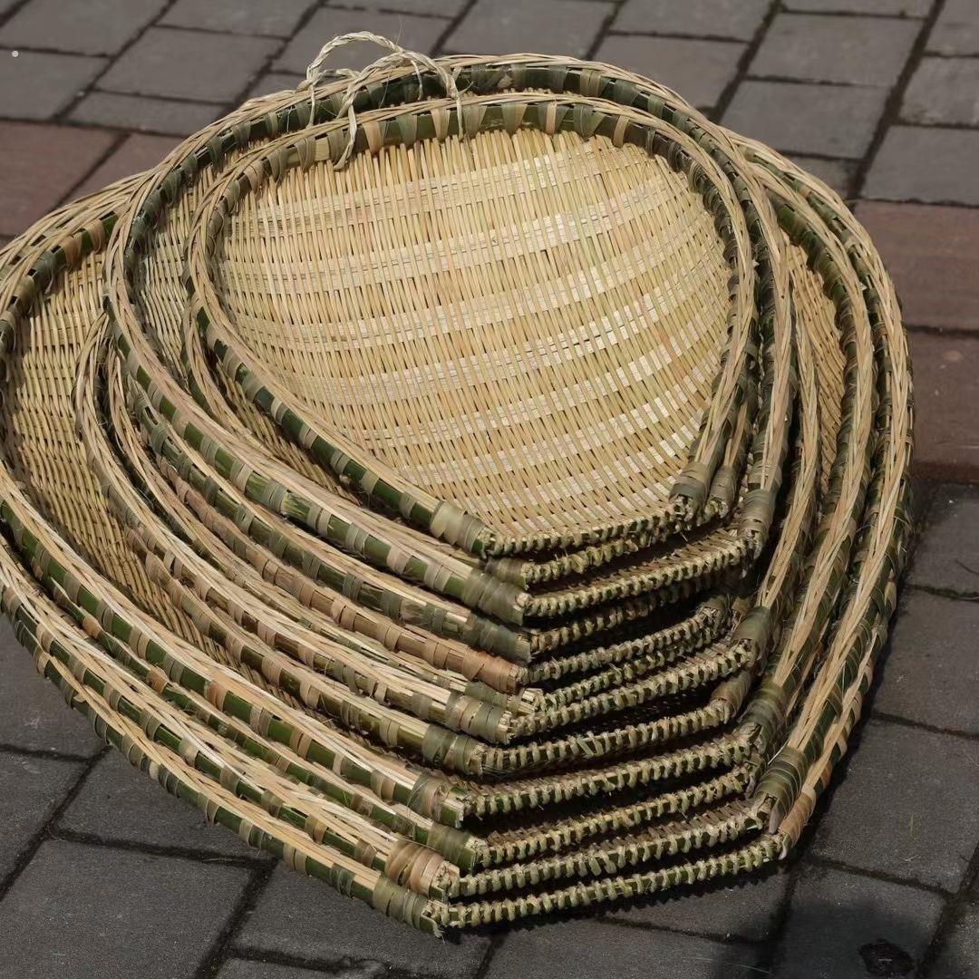 竹编青皮大筲箕簸箕竹编制品沥水沥米家用手工筲箕竹篮洗菜编织